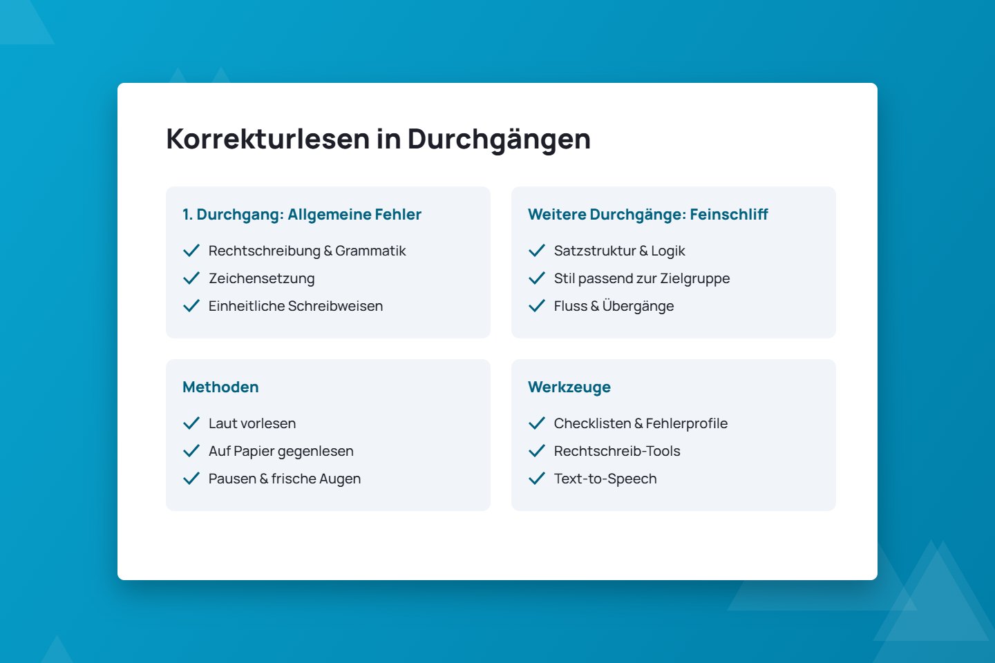 Korrekturlesen in Durchgängen
